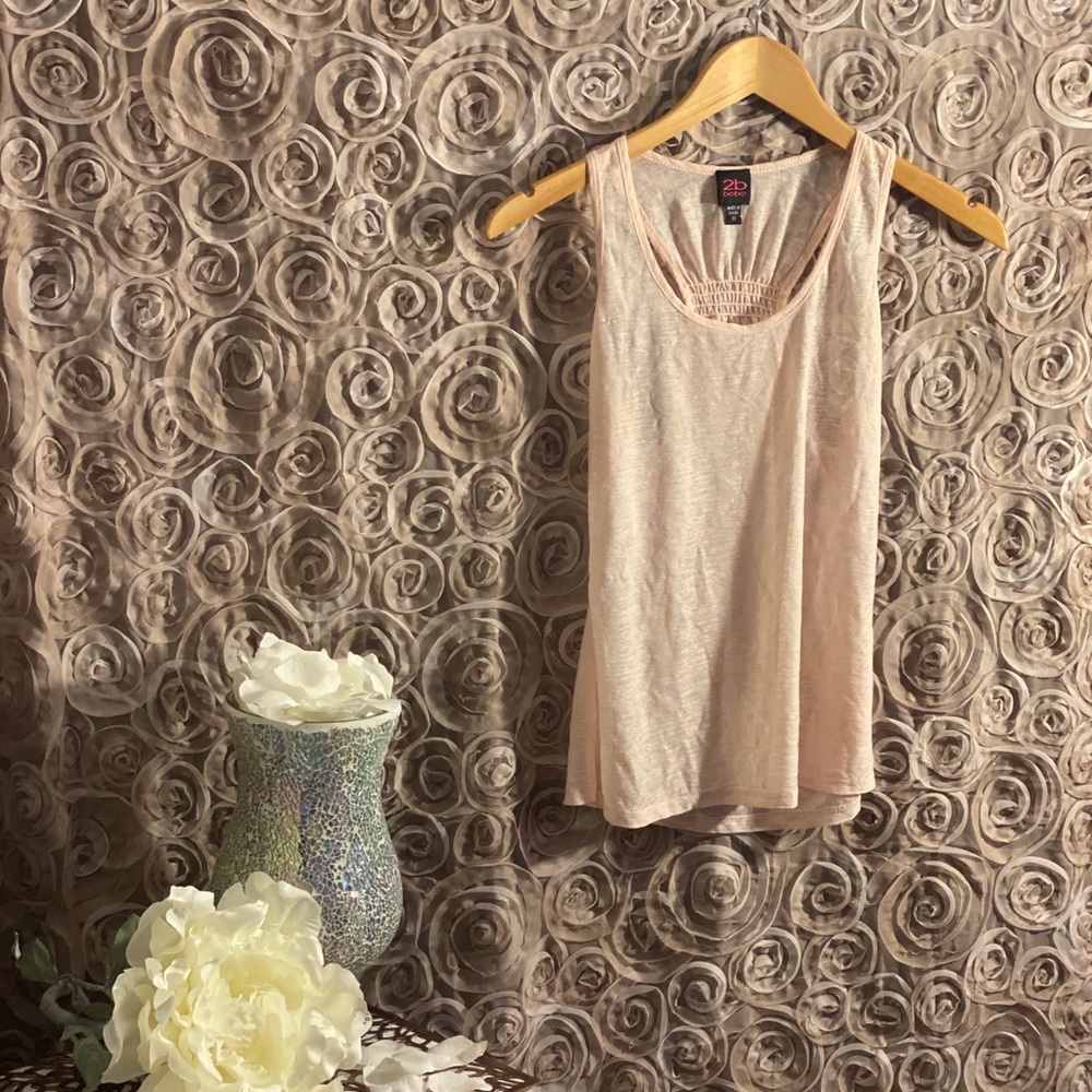 Sheer BEBE see thru pale pink tank top